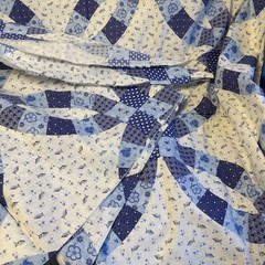 Cheater Quilt Fabric Wedding Ring 90s VTG 90×100 Duvet Blue & White NEW Sewing