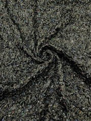 Black Pleated Stretch Satin Ruffle lace Trim with Hologram Sequin fabric 24″