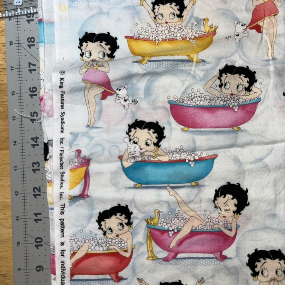 Betty Boop I” Bubble Bath FQ OOP Cotton Fabric 21” By 21” Prewashed