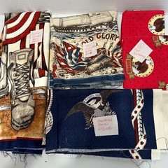Patriotic Cotton Fabric Panel Lot Old Glory Centennial Soldiers Boots 5 piece