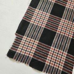 Futon Side Fabric Grid Pattern Black Red Brown 34cm W x 165cm L Cotton