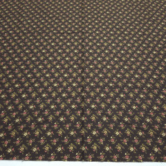 VTG Calico Ditsy Tiny Flowers Pink Cream Green On Brown Cotton Fabric BTY Granny