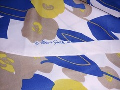 Vintage Fisher & Gentile Large Blue Pink Floral Polyester Fabric 44″ x 1 Yard