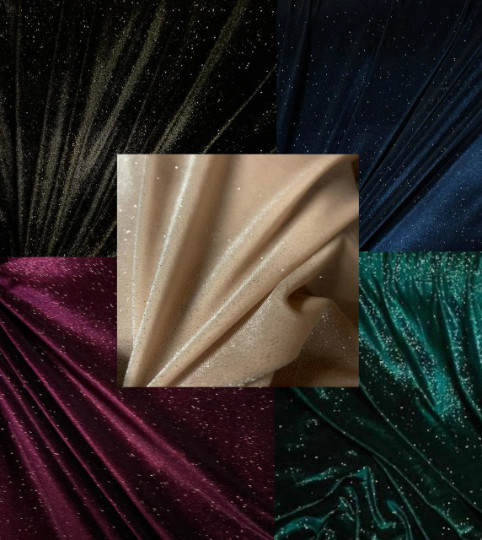 58/60″ Stretch Velvet Glitter Fabric – By the Yard