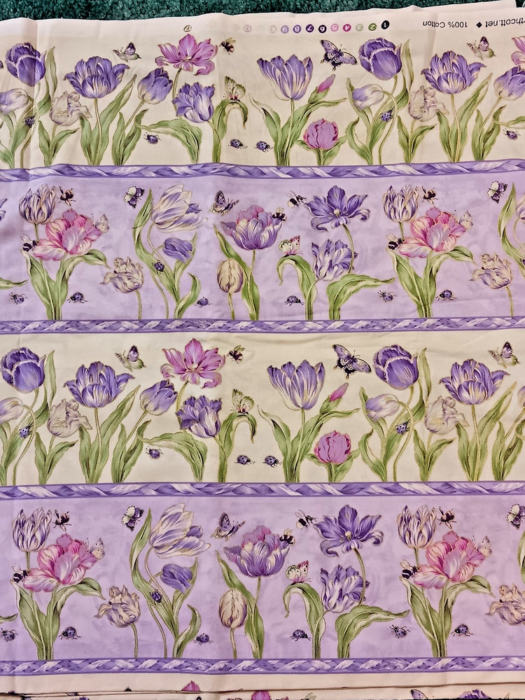 TULIP GARDEN Fabric 2.5 yd Ro Gregg Northcott 2703 Purple Pink Flowers Floral