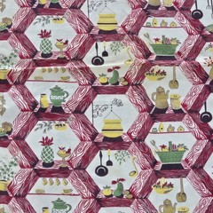 1960s Vtg Table Cloth Fabric Remnant 34″ X 42″ Vtg Kitchen Farmhouse 100% Cotton