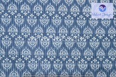 5 Yard Cotton Blue Hand Block Indigo Print Fabric Natural Dyes Indian