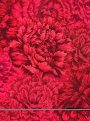 State Flowers by Fabri Quilt Red Floral Quilting Fabric Washed 35 Inches Long