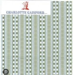 Charlotte Gaisford Poppy Green Stripe Fabric 1 3/4 Yard