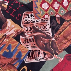 Vtg Hoffman International Fabrics High Noon Western Cowboy Cotton Fabric 1.38 Yd
