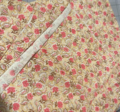 Vintage Fabric 36″ x 35″ 1/2 YD Ditsy Floral Paisley Print Pink Brown Orange