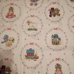 2.9 Yd VTG Cranston VIP Victorian Pull Toys Dolls Patch Pastels Florals & Dots