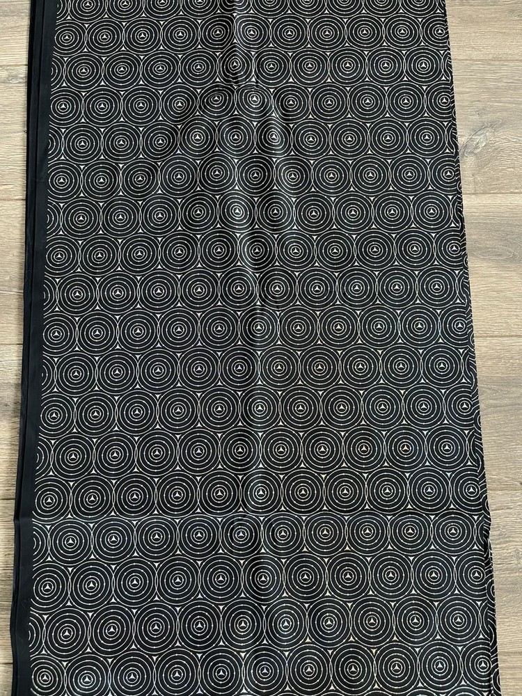 Black & Silver Metallic Geometric Concentric Circle Print Fabric