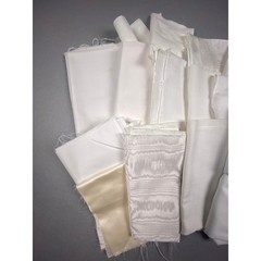 White Cream Fabric Remnants Lot Mixed Textures Satin Moire Craft Sewing Scraps