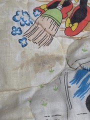 Vintage Walt Disney Productions Mickey and Friends Quilted Fabric Panel