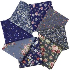Mililanyo 8pcs 18x22inch Cotton Fabric Fat Quarters Daisy Design Dark Blue