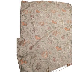 Floral Brocade Jacquard Fabric Vintage Style Botanical Upholstery Taupe Orange
