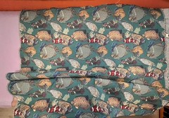 Upholstery Jaquard Tapestry Fabric Ocean Fish Green Red Yellow White 3+ yds