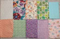 Vtg 1930s – 1960s Cotton Quilting Sewing Fabric Remnants ~ Florals + Lot #2