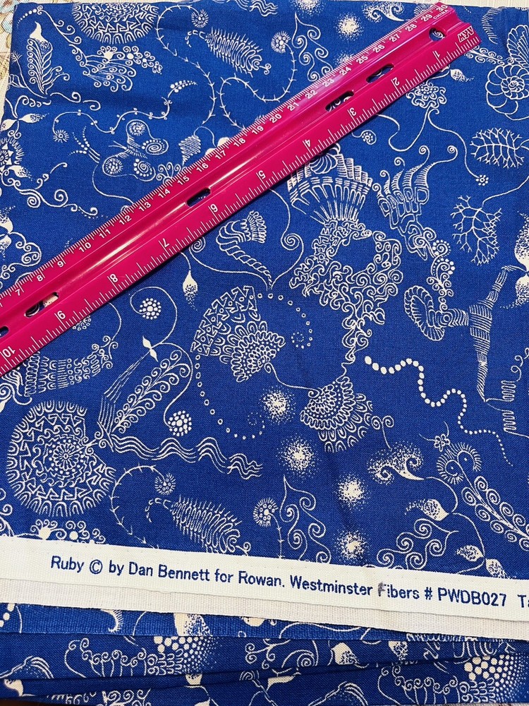 Ruby Tattoo Rowan Westminster Fibers Fabric Blue #PWDB027