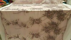 3d Mauve Bridal Lace Hand Beaded Floral Flowers Embroidered Sequin Beads on Mesh