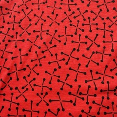 Vintage Red Black Jacks Pins Stretch Knit Novelty Fabric 1 yard + 20 ” x 60″ w