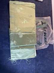 Vtg 1950s Harilela Hong Kong Silk Blend Brocade Fabric Silvery Green 5 Yards
