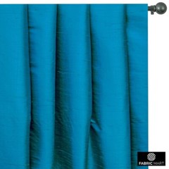 Turquoise Blue 100% Pure Silk Dupioni Fabric by the Yard, 1 Yard Blue Silk