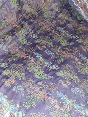 Japanese Brocade Fabric Satin Lavendar Pagoda Dress Kimono Vintage US SELLER