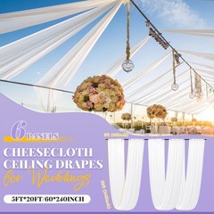 Teruntrue 6 Panel White Ceiling Drapes Wedding Cheesecloth Ceiling Drapes