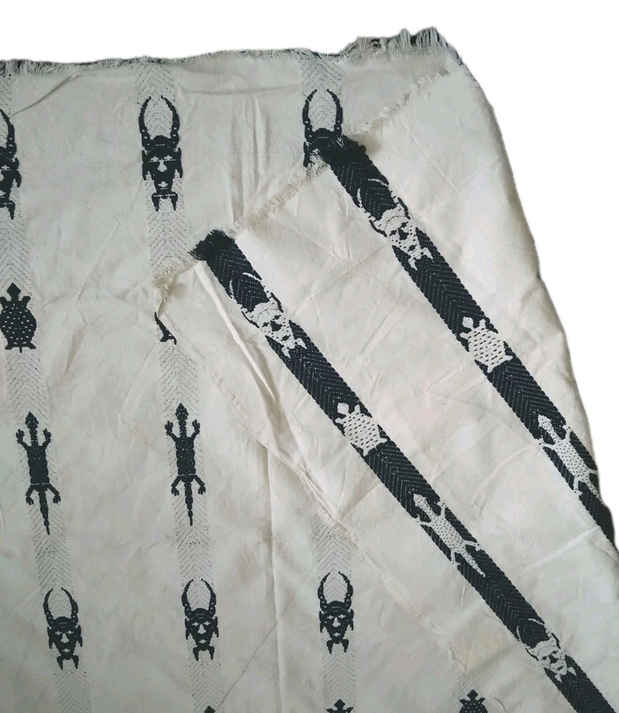 Aztec Woven Cotton Fabric Salamander Turtle Scarub Beetle 96×60″ Heavy Weight