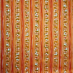 Orchids Floral Stripe Fabric Orange by Joann BY THE YARD 100% Cotton