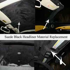 Black Suede Headliner Fabric Upholstery Material Backing Foam Roof Liner Retread