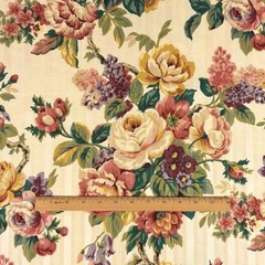 Vintage Mill Creek Floral GARDEN Pastel Yellow Cotton Drapery Pillow Fabric BTY