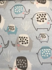 Dotty Elephants Baby Blue Super Snuggle Cotton Flannel Fabric BTY