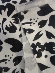 Vintage heavy cotton fabric black white hibiscus flowers upholstery crafts 5 Yds