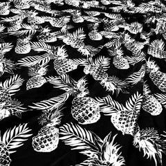 Pineapples White and Black Background Print Swimsuit Spandex By Yard
