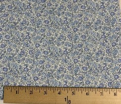 Vtg Floral Calico Fabric By Fabri-Quilt Blue Green White Cottagecore BTHY