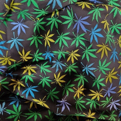Marijuana Weed Black and Blue Cotton Fabric Easy care 58″ by the Yard