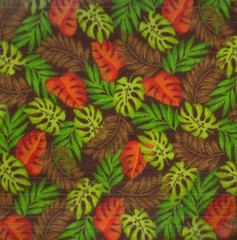 Jungle Power Brown Orange Green Leaves Exclusively Quilters fabric BTY