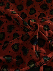 New Cotton Velveteen Fabric Hearts Red One Yard minus one inch
