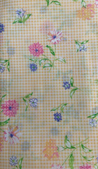 GENERAL FABRICS – SPRING FLORAL ON YELLOW GINGHAM- BY THE YARD