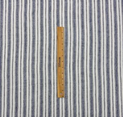 P KAUFMANN LEONA INDIGO BLUE STRIPE 100% LINEN MULTIPURPOSE FABRIC BY YARD 54″W