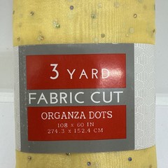 Shason 3 Yard Organza Fabric Cut 108 x 60 Yellow w Iridescent Dots