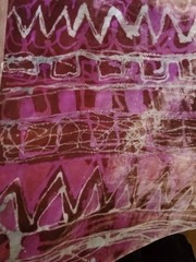 2.5 Yds Vintage Estate Batik Velvet Fabric 100 X 42 Magenta Blue Lavender Purple