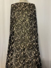 100% Silk Chiffon Birds Print Gold Lurex Black Fabric 1 Yard Long and 54″ Wide