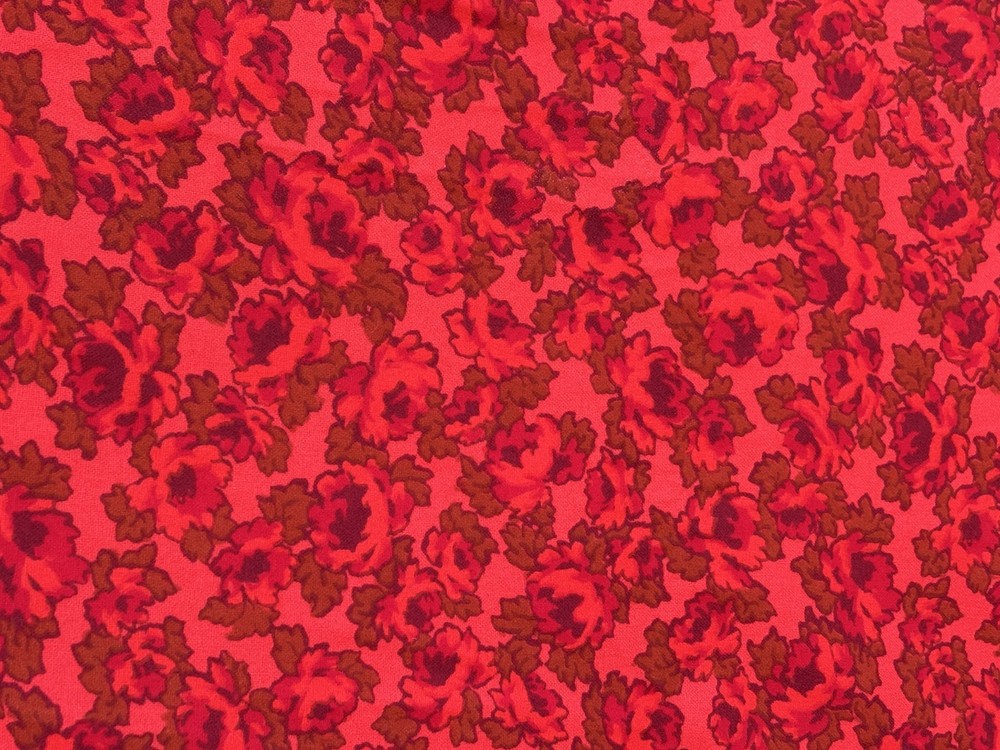 Vintage Wool/Wool Blend Fabric 3 Yards, 60″W Red Print