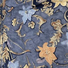 8 Yds Of Fabric Blue, Black, & Gold Floral 54 in X 24 Ft Hemmed w Pole Pocket