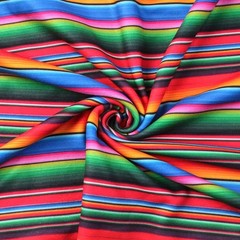 Colorful Ethnic Stripe Printed Double Brushed Polyester Fabric Soft Smooth 4 Way