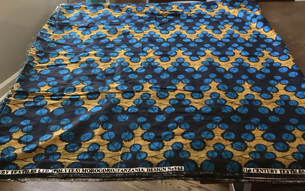African Print Fabric – 21st Centry LTD Monogoro, Tanzania – Blue, Black & Umber